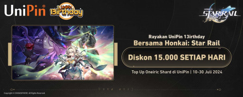 Meriahkan UniPin 13irthday bersama Honkai: Star Rail -  Raih iPhone 15 Pro & Diskon s.d 15.000 Setiap Hari!